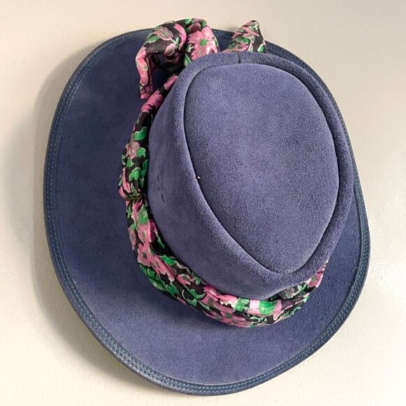 Vintage Australian Blue Suede Vented Bush Hat - S 🇦🇺 - Picture 7 of 8
